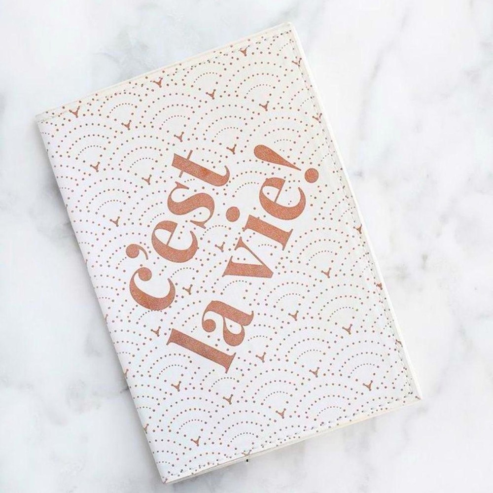TJD White Passport Holder “c’est la vie!” (That’s Life!)